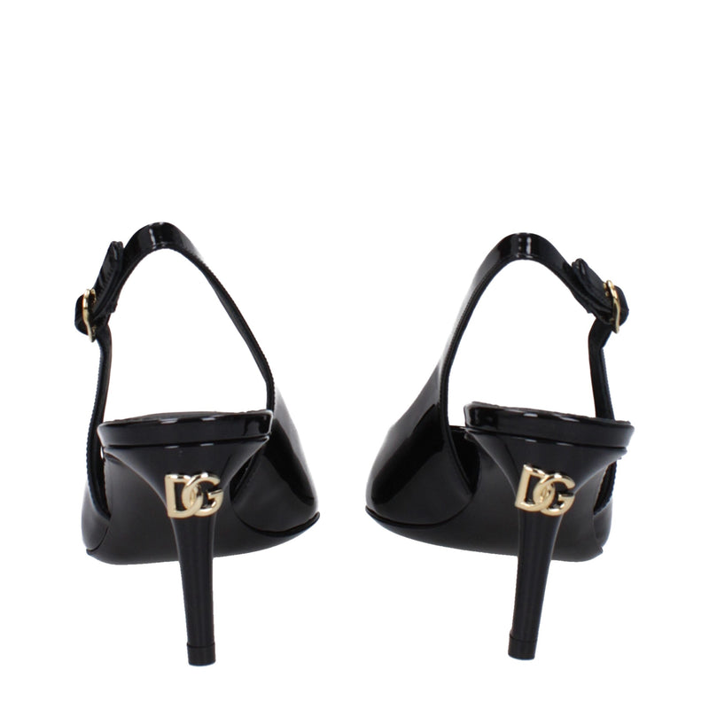 Black Leather High Heel Pumps