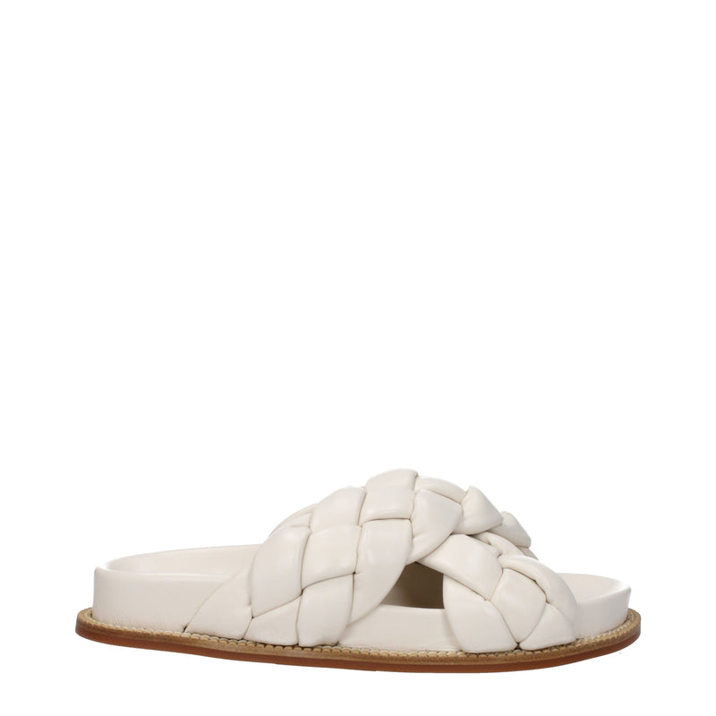 Beige Leather Slippers Sandals