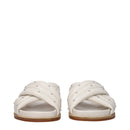 Beige Leather Slippers Sandals