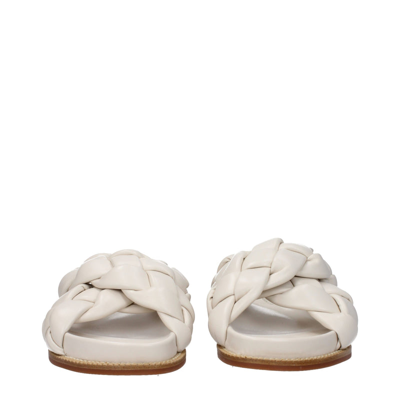 Beige Leather Slippers Sandals