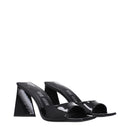 Black Leather Stiletto Heels Sandals