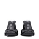 Black Leather Stiletto Heels Sandals