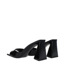 Black Leather Stiletto Heels Sandals