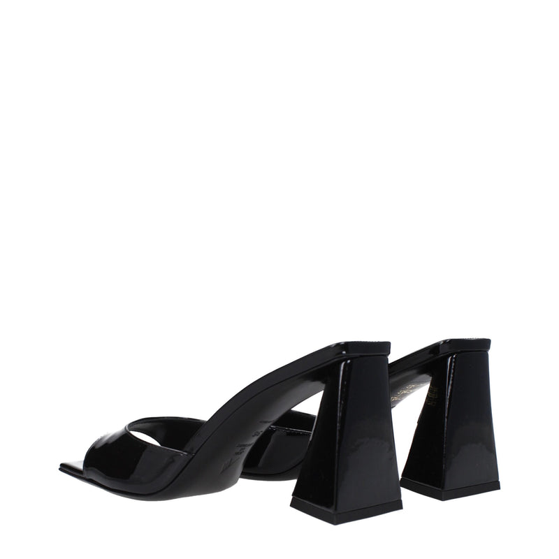 Black Leather Stiletto Heels Sandals