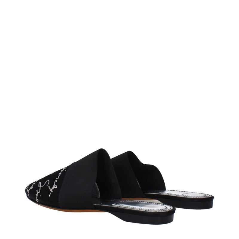 Black Satin Slippers Sandals