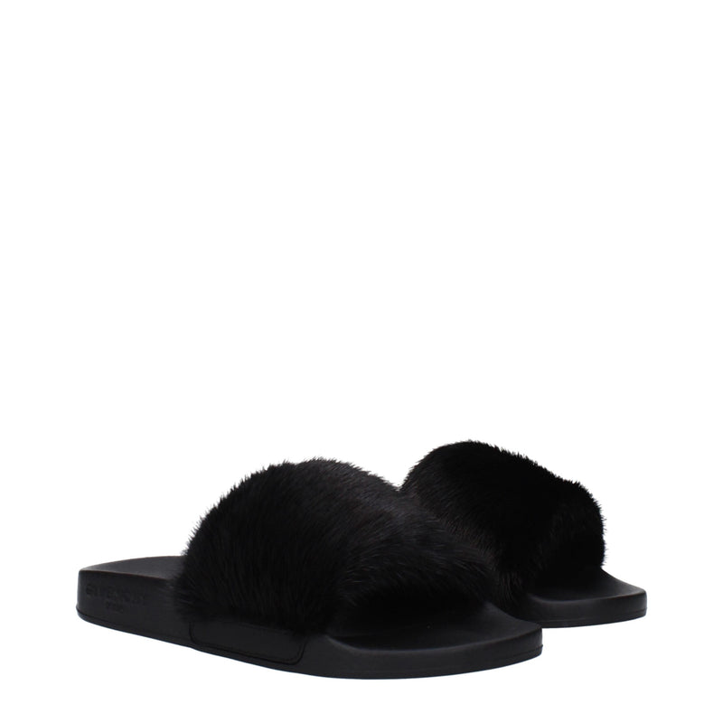 Black Cotton Slippers Sandals