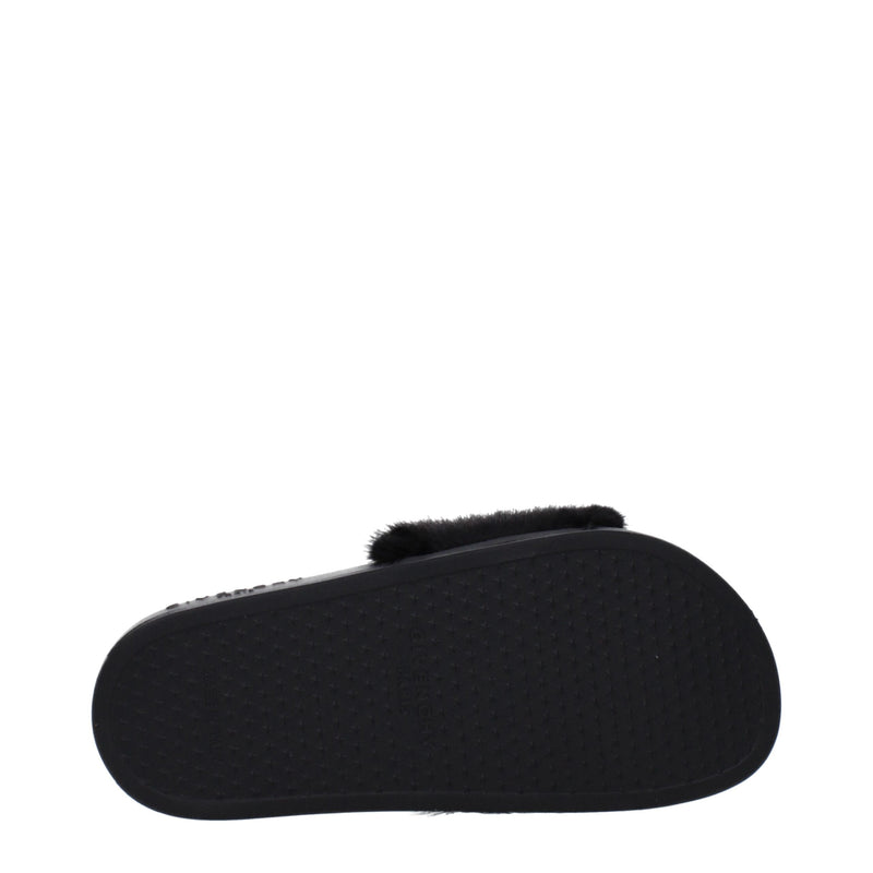 Black Cotton Slippers Sandals