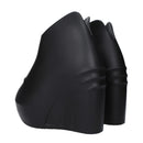 Black Cotton Wedges Sandals