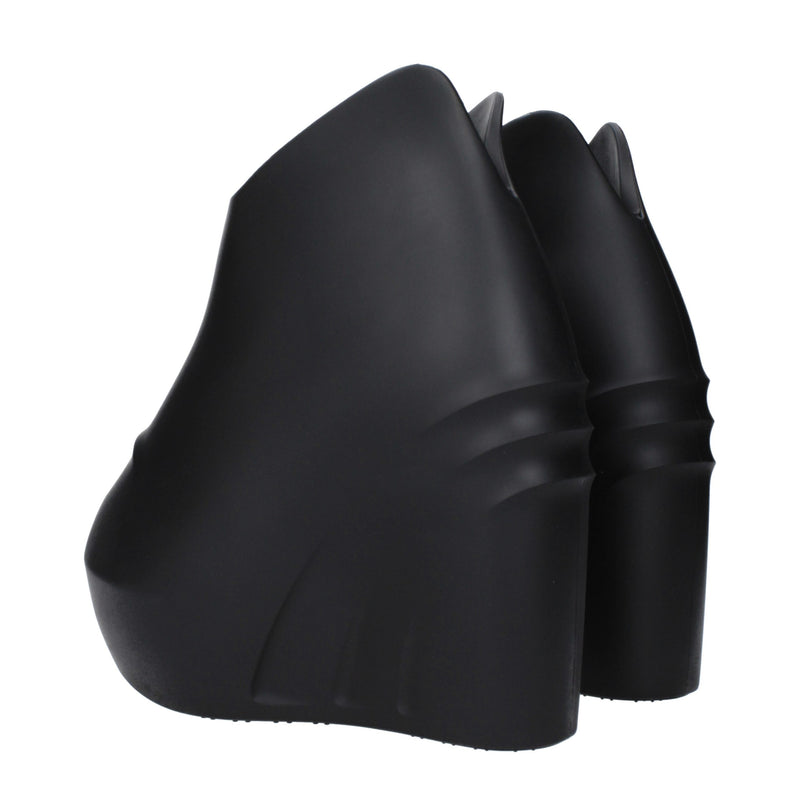 Black Cotton Wedges Sandals