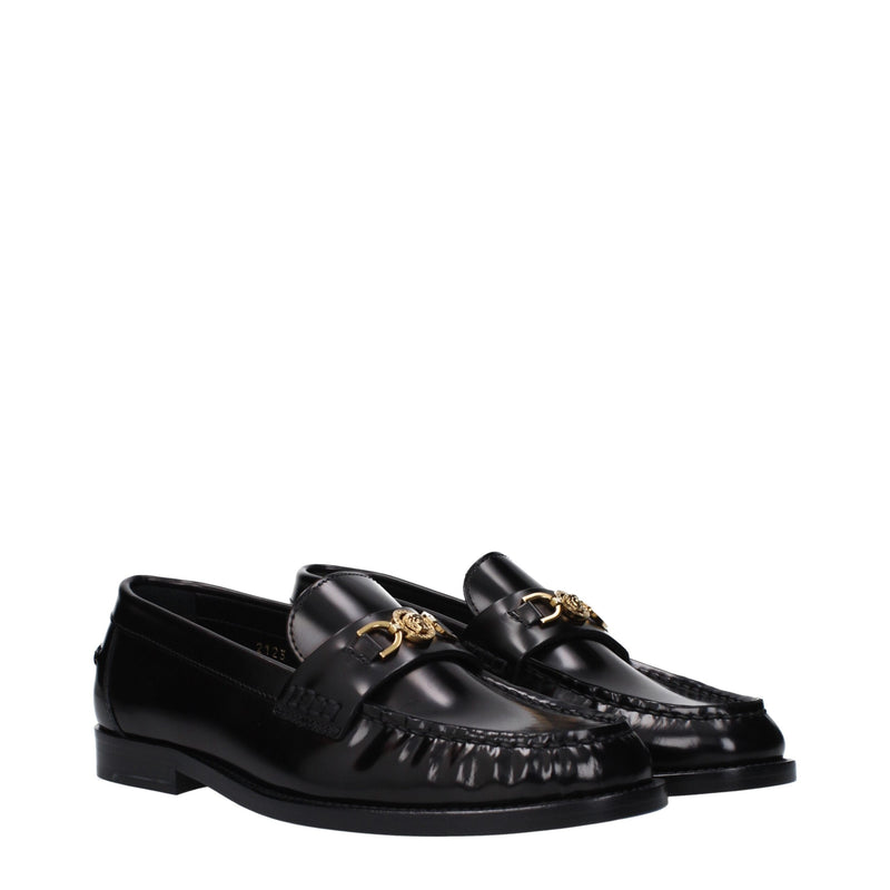 Black Leather Slip-On Loafers
