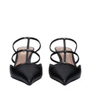 Black Leather Flat Sandals