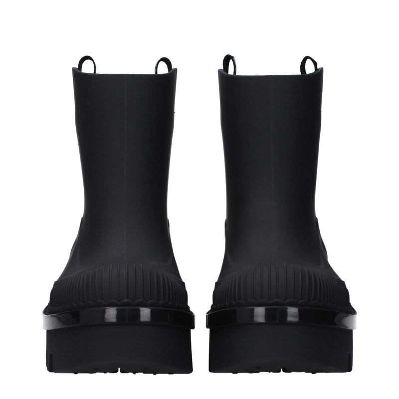 Black Cotton Ankle Boots