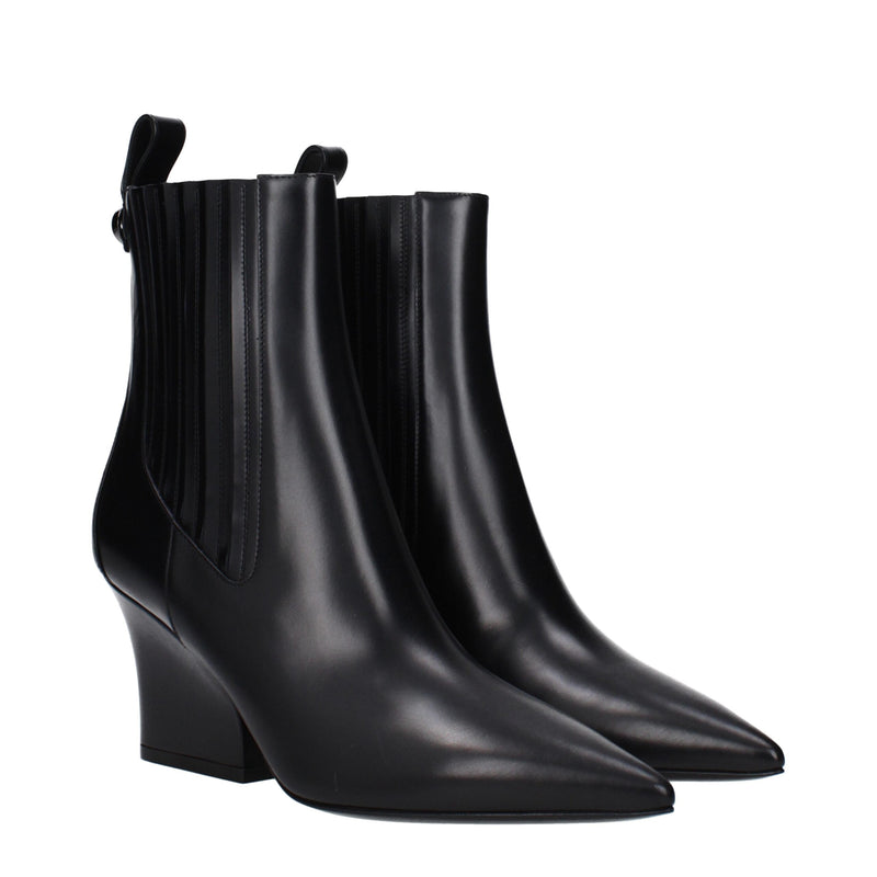Black Leather Ankle Boots