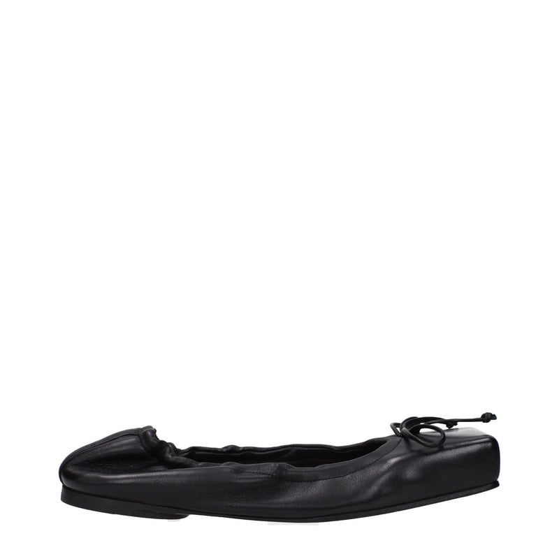 Black Leather Ballet Flats