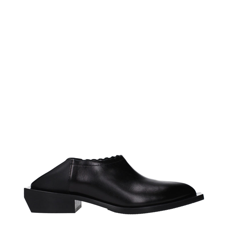 Black Leather Clogs