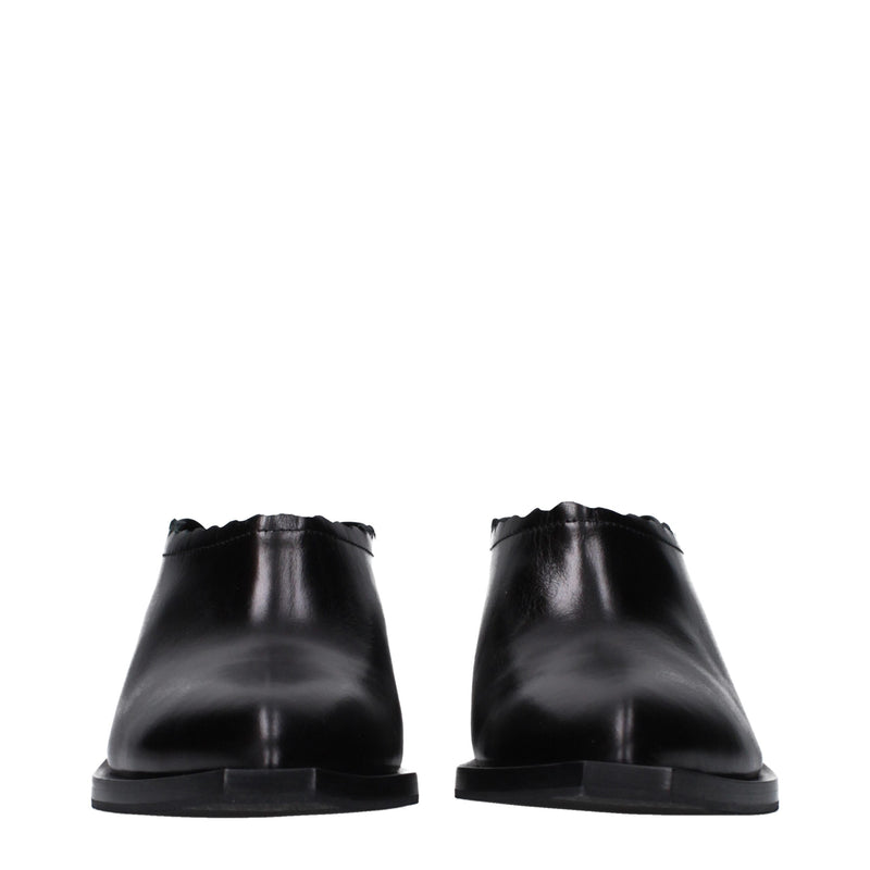 Black Leather Clogs