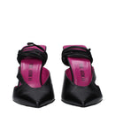 Black Leather Stiletto Heels Sandals