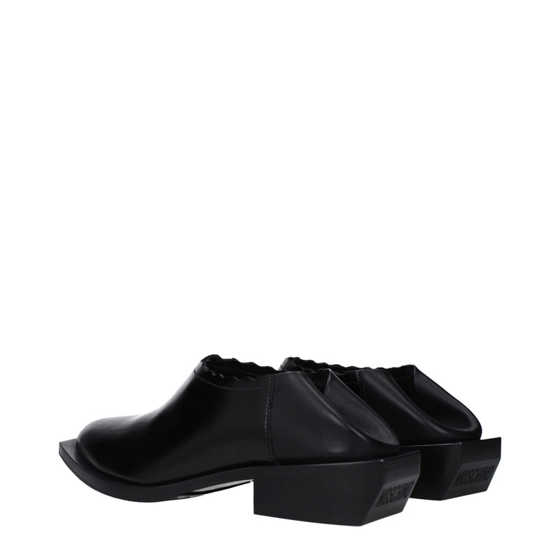 Black Leather Clogs