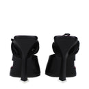 Black Leather Stiletto Heels Sandals