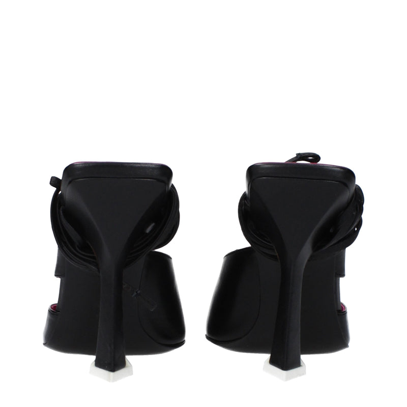 Black Leather Stiletto Heels Sandals