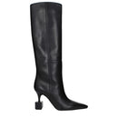 Black Leather High Heel Boots