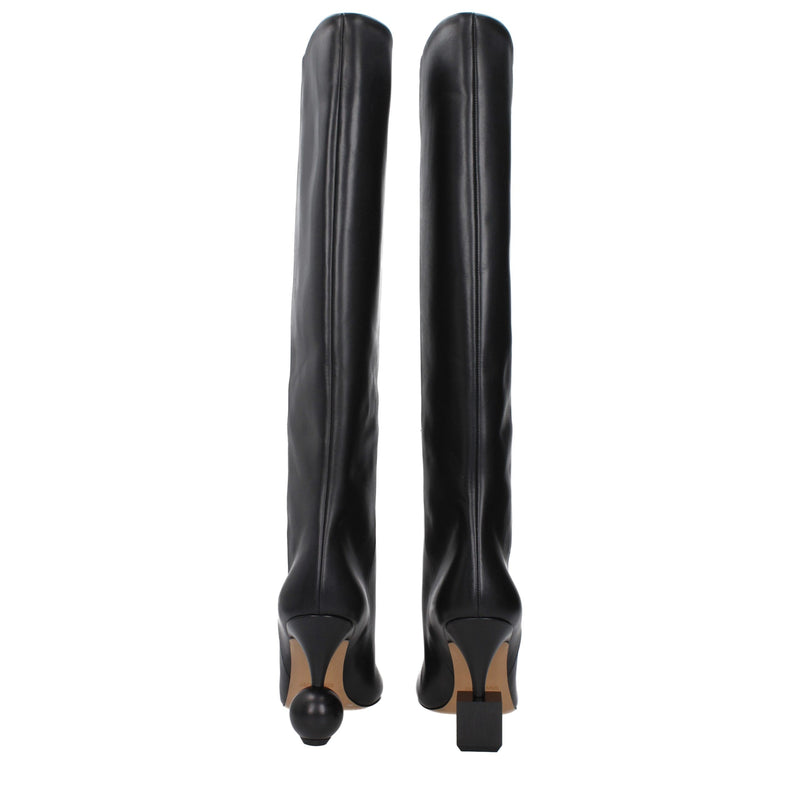 Black Leather High Heel Boots