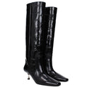Black Leather High Heel Boots