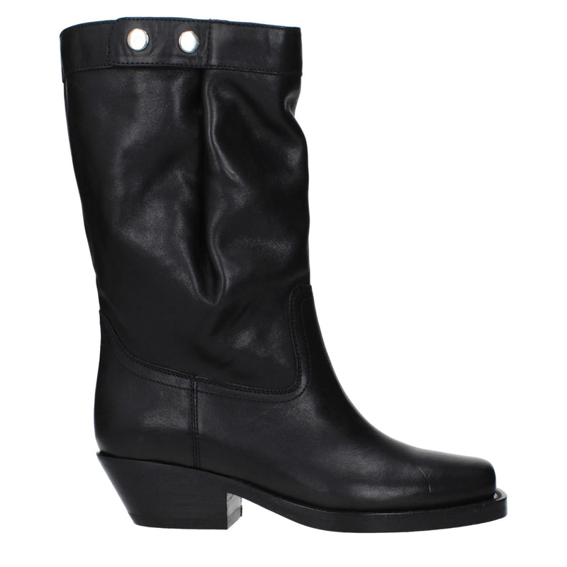 Black Leather Ankle Boots