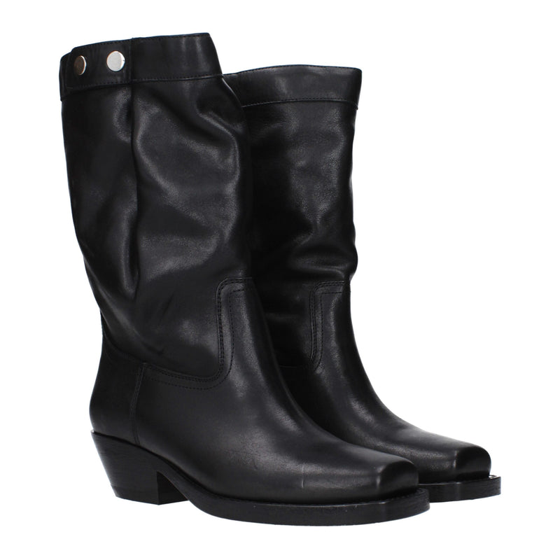 Black Leather Ankle Boots