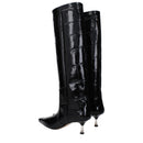 Black Leather High Heel Boots