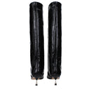 Black Leather High Heel Boots