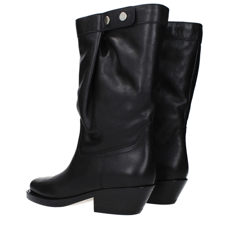 Black Leather Ankle Boots