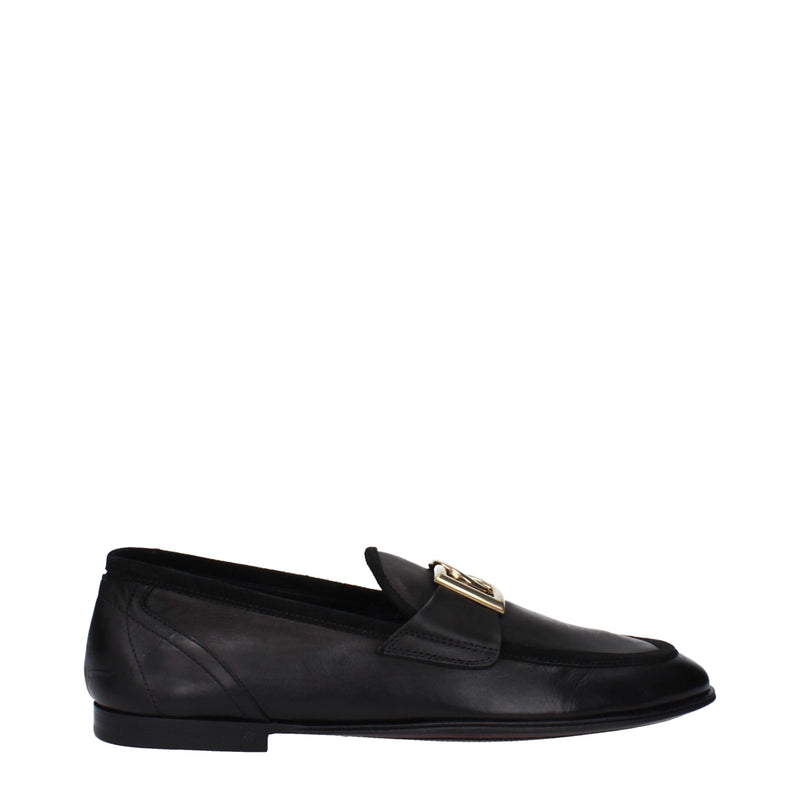 Black Leather Slip-On Loafers