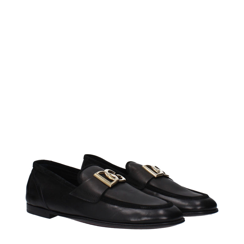 Black Leather Slip-On Loafers