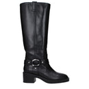 Black Leather High Heel Boots