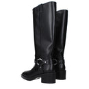 Black Leather High Heel Boots