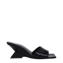 Black Leather Flat Sandals