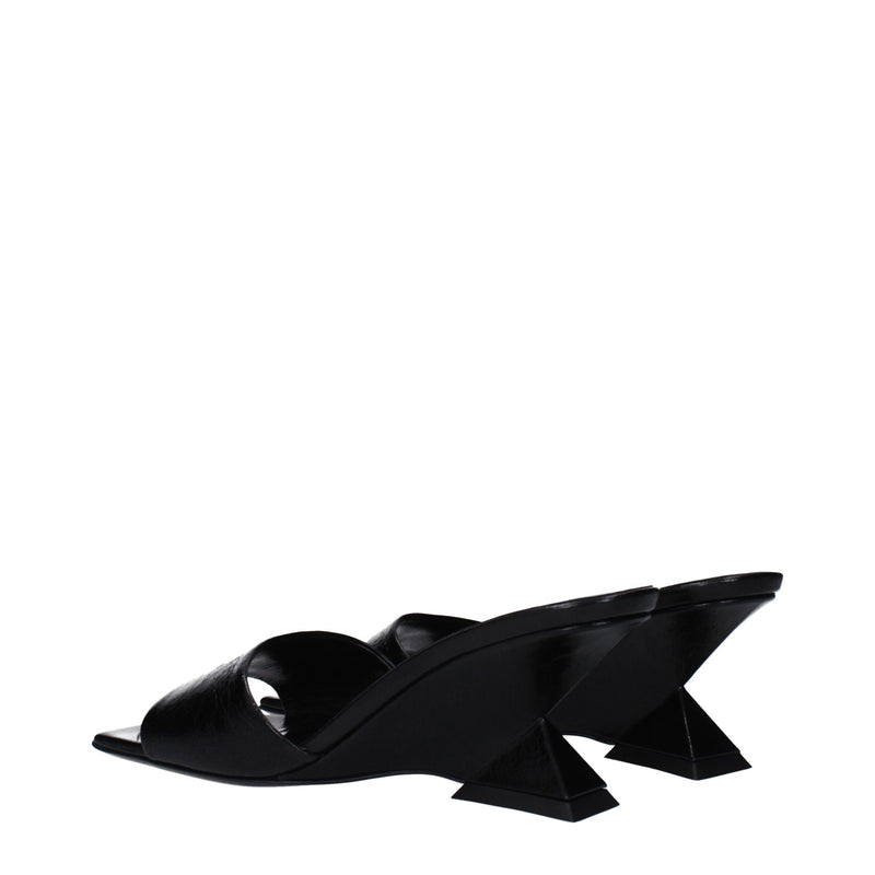 Black Leather Flat Sandals