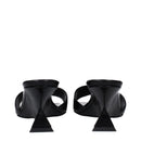 Black Leather Flat Sandals