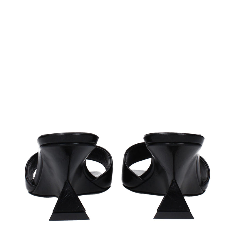 Black Leather Flat Sandals