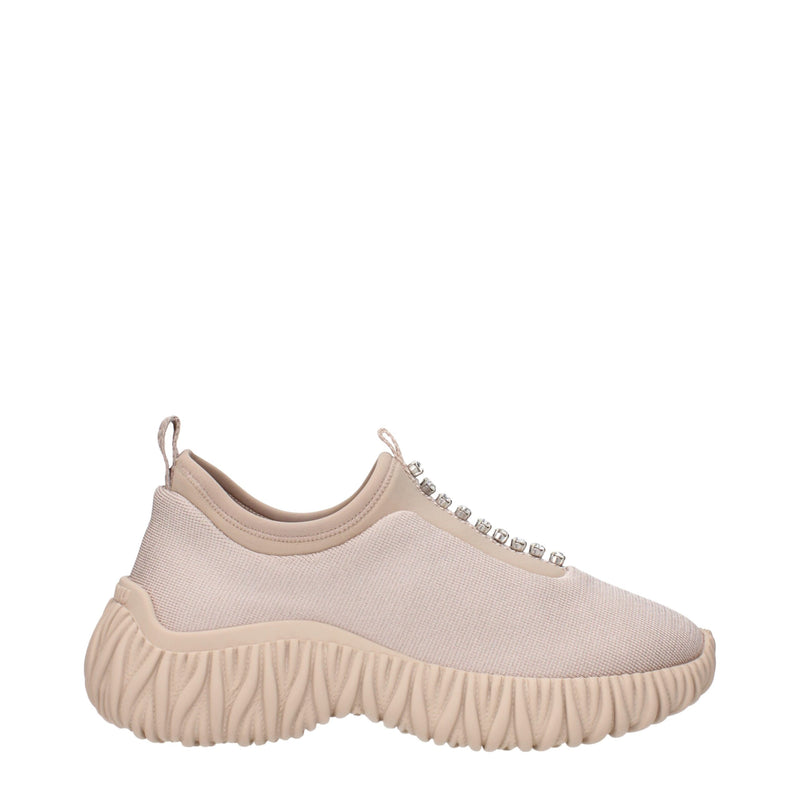 Beige Fabric Sneakers