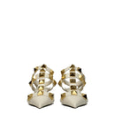 Beige Leather Stiletto Heels Sandals