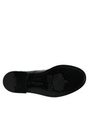 Black Leather Lace Up Mid Calf Boots Shoes