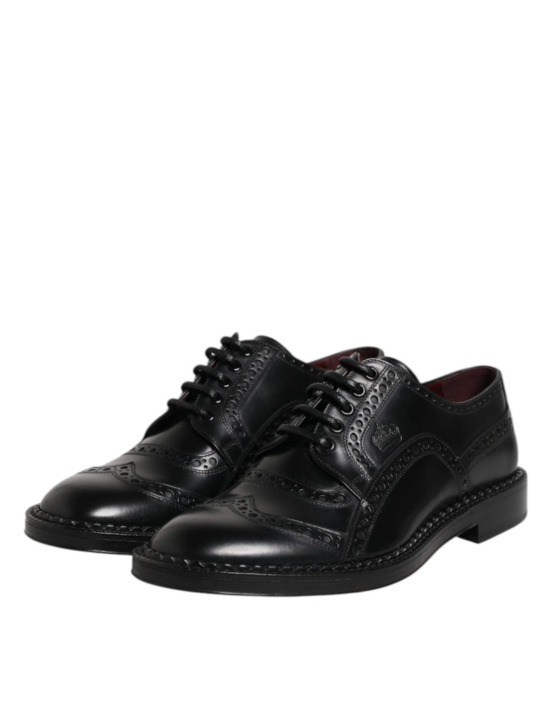 Black Leather Lace Up Men Derby Formal Shoes