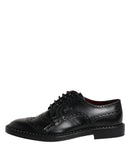 Black Leather Lace Up Men Derby Formal Shoes