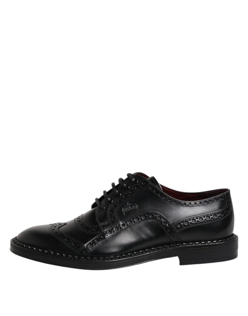 Black Leather Lace Up Men Derby Formal Shoes