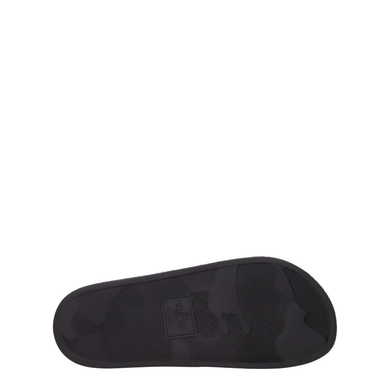 Black Cotton Slippers Sandals