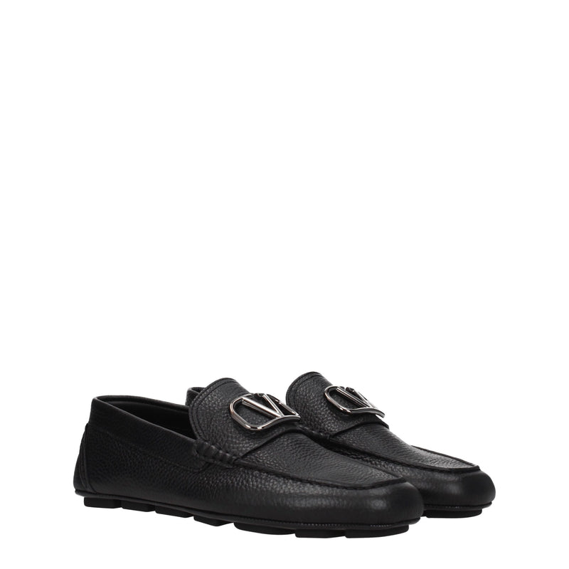 Black Leather Slip-On Loafers