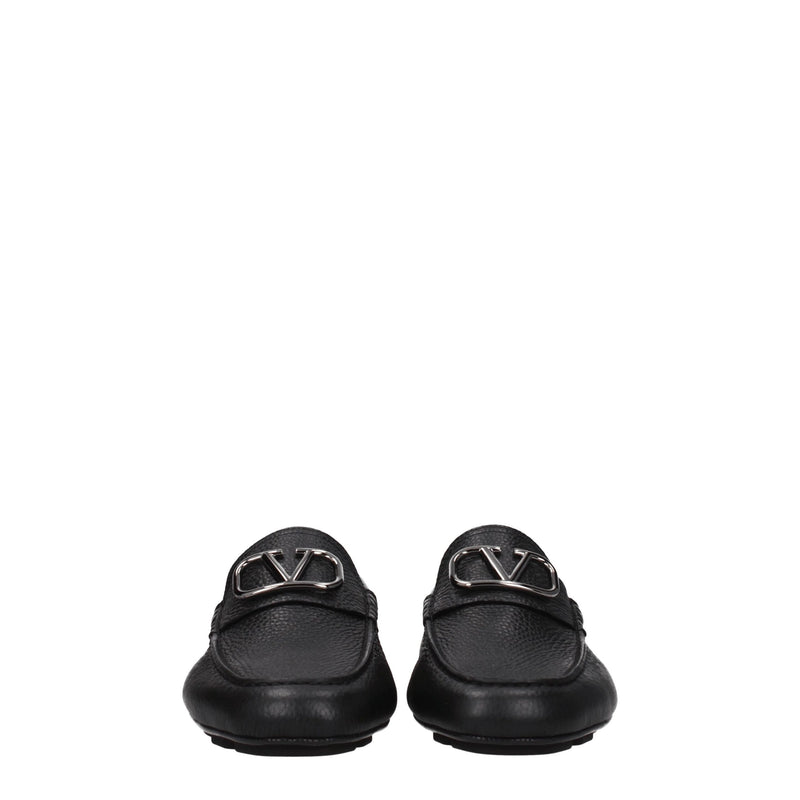 Black Leather Slip-On Loafers