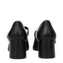 Black Leather Mid Heel Pumps